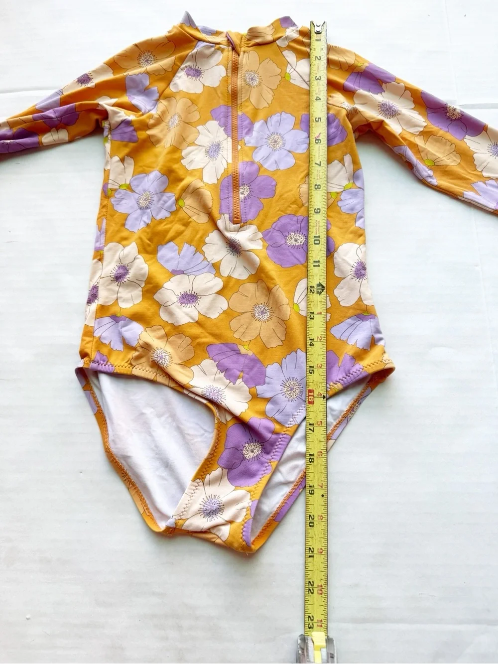 Zara Girl Long Sleeve Rash Guard in Orange Purple Floral Print size 8-9Y